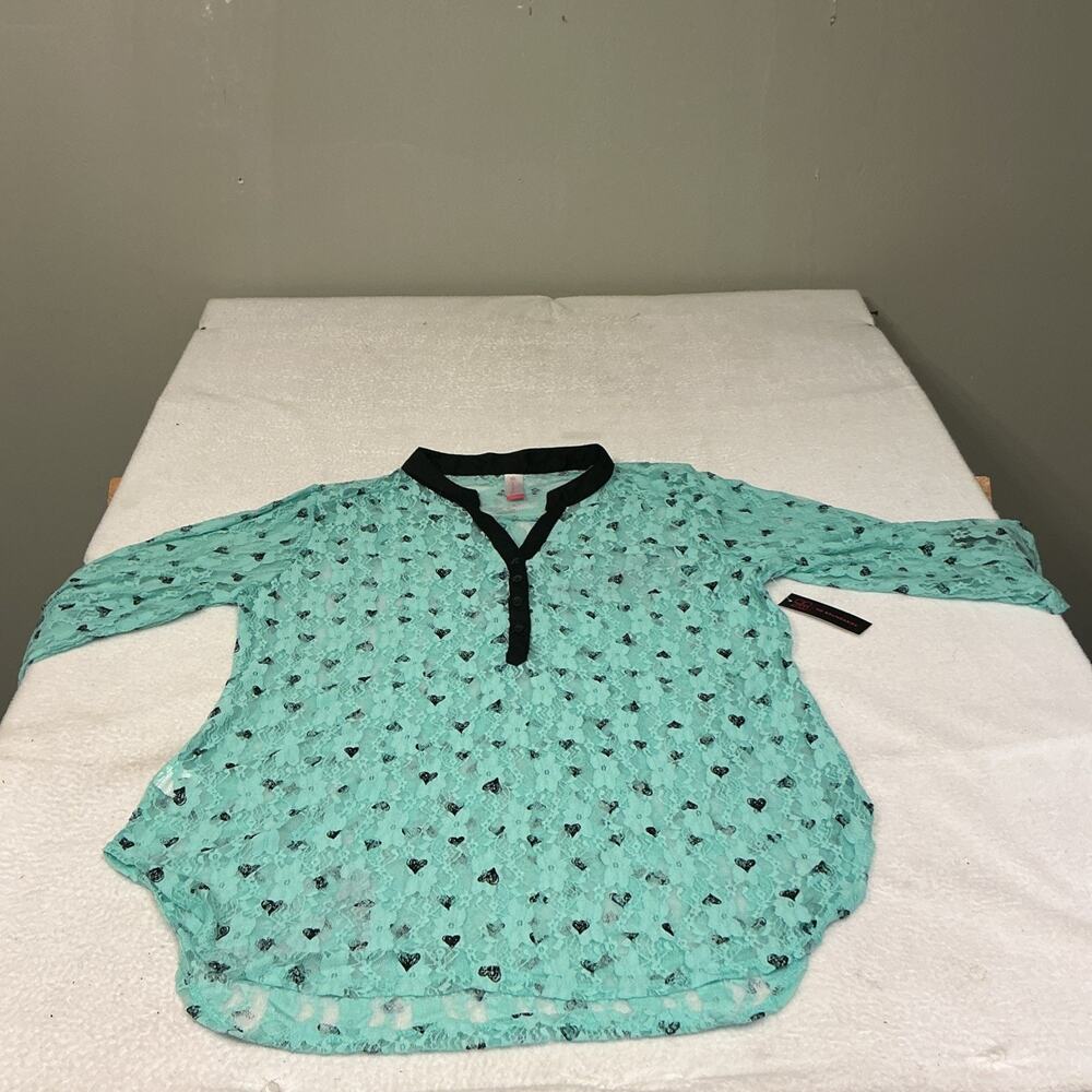 Women’s No Boundaries Chemise Top Aqua And Black Sz XXL, NWT , 3573